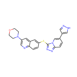 c1cc2ncc(N3CCOCC3)cc2cc1Sc1nnc2ccc(-c3cn[nH]c3)cn12 ZINC000204983465