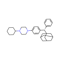 c1ccc([C@@H](c2ccc(N3CCN(C4CCCCC4)CC3)cc2)C23CC4CC(CC(C4)C2)C3)cc1 ZINC000084634985