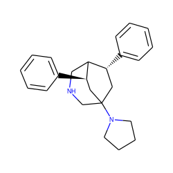 c1ccc([C@@H]2CC3(N4CCCC4)CNCC2[C@H](c2ccccc2)C3)cc1 ZINC000068266834