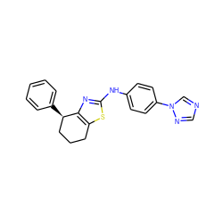 c1ccc([C@@H]2CCCc3sc(Nc4ccc(-n5cncn5)cc4)nc32)cc1 ZINC000073388729