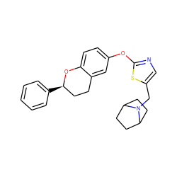 c1ccc([C@@H]2CCc3cc(Oc4ncc(CN5C6CCC5CC6)s4)ccc3O2)cc1 ZINC000145613067