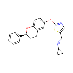 c1ccc([C@@H]2CCc3cc(Oc4ncc(CNC5CC5)s4)ccc3O2)cc1 ZINC000145653104