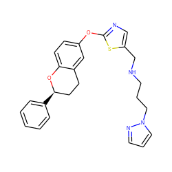 c1ccc([C@@H]2CCc3cc(Oc4ncc(CNCCCn5cccn5)s4)ccc3O2)cc1 ZINC000169710599