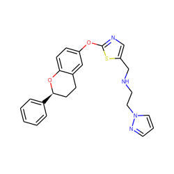 c1ccc([C@@H]2CCc3cc(Oc4ncc(CNCCn5cccn5)s4)ccc3O2)cc1 ZINC000169710601