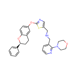 c1ccc([C@@H]2CCc3cc(Oc4ncc(CNCc5cccnc5N5CCOCC5)s4)ccc3O2)cc1 ZINC000145538183