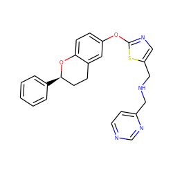 c1ccc([C@@H]2CCc3cc(Oc4ncc(CNCc5ccncn5)s4)ccc3O2)cc1 ZINC000145582763