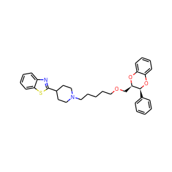 c1ccc([C@@H]2Oc3ccccc3O[C@@H]2COCCCCCN2CCC(c3nc4ccccc4s3)CC2)cc1 ZINC000169312244