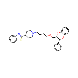 c1ccc([C@@H]2Oc3ccccc3O[C@@H]2COCCCCN2CCC(c3nc4ccccc4s3)CC2)cc1 ZINC000169312236