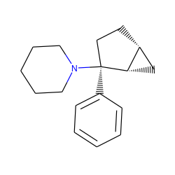 c1ccc([C@]2(N3CCCCC3)CC[C@@H]3C[C@@H]32)cc1 ZINC000013731058