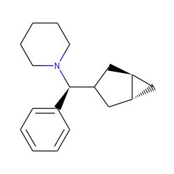 c1ccc([C@H](C2C[C@H]3C[C@@H]3C2)N2CCCCC2)cc1 ZINC000101616434