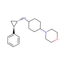 c1ccc([C@H]2C[C@@H]2NC2CCC(N3CCOCC3)CC2)cc1 ZINC000149995755