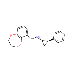 c1ccc([C@H]2C[C@@H]2NCc2cccc3c2OCCCO3)cc1 ZINC000063546371