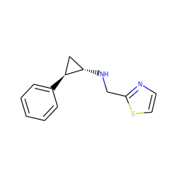 c1ccc([C@H]2C[C@@H]2NCc2nccs2)cc1 ZINC000035403093