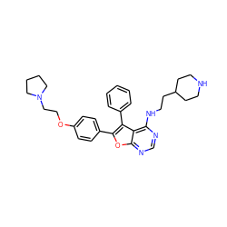 c1ccc(-c2c(-c3ccc(OCCN4CCCC4)cc3)oc3ncnc(NCCC4CCNCC4)c23)cc1 ZINC000028879346