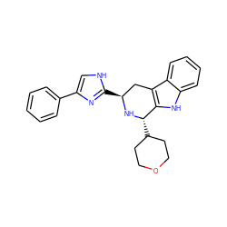 c1ccc(-c2c[nH]c([C@H]3Cc4c([nH]c5ccccc45)[C@H](C4CCOCC4)N3)n2)cc1 ZINC000084687821