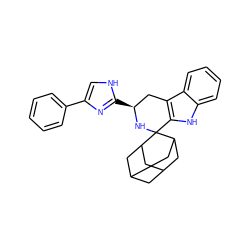 c1ccc(-c2c[nH]c([C@H]3Cc4c([nH]c5ccccc45)C4(N3)C3CC5CC(C3)CC4C5)n2)cc1 ZINC000013863917