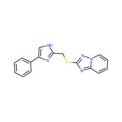 c1ccc(-c2c[nH]c(CSc3nc4ccccn4n3)n2)cc1 ZINC000113423173