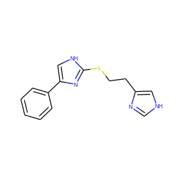 c1ccc(-c2c[nH]c(SCCc3c[nH]cn3)n2)cc1 ZINC000013764171