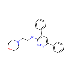 c1ccc(-c2cc(-c3ccccc3)c(NCCN3CCOCC3)nn2)cc1 ZINC000013794264