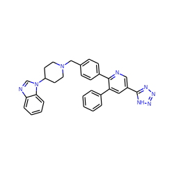 c1ccc(-c2cc(-c3nnn[nH]3)cnc2-c2ccc(CN3CCC(n4cnc5ccccc54)CC3)cc2)cc1 ZINC000014958008