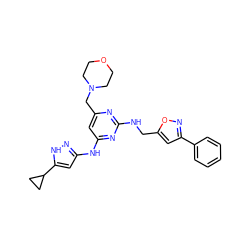 c1ccc(-c2cc(CNc3nc(CN4CCOCC4)cc(Nc4cc(C5CC5)[nH]n4)n3)on2)cc1 ZINC000203008337