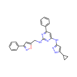 c1ccc(-c2cc(CNc3nc(Nc4cc(C5CC5)[nH]n4)cc(-c4ccccc4)n3)on2)cc1 ZINC000035820689