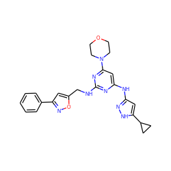 c1ccc(-c2cc(CNc3nc(Nc4cc(C5CC5)[nH]n4)cc(N4CCOCC4)n3)on2)cc1 ZINC000138108765