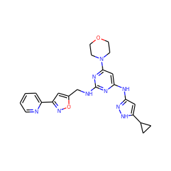 c1ccc(-c2cc(CNc3nc(Nc4cc(C5CC5)[nH]n4)cc(N4CCOCC4)n3)on2)nc1 ZINC000140452488