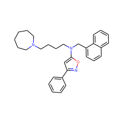 c1ccc(-c2cc(N(CCCCN3CCCCCC3)Cc3cccc4ccccc34)on2)cc1 ZINC000013437469