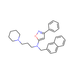 c1ccc(-c2cc(N(CCCN3CCCCC3)Cc3ccc4ccccc4c3)on2)cc1 ZINC000013437431