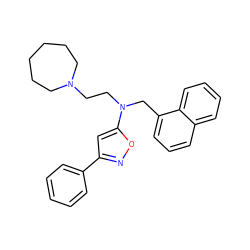 c1ccc(-c2cc(N(CCN3CCCCCC3)Cc3cccc4ccccc34)on2)cc1 ZINC000013437461