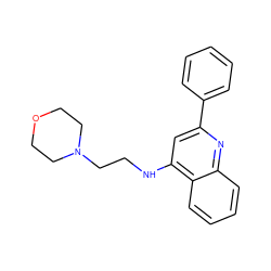 c1ccc(-c2cc(NCCN3CCOCC3)c3ccccc3n2)cc1 ZINC000000408692