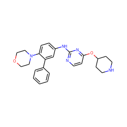 c1ccc(-c2cc(Nc3nccc(OC4CCNCC4)n3)ccc2N2CCOCC2)cc1 ZINC001772631042