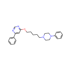 c1ccc(-c2cc(OCCCCCN3CCN(c4ccccc4)CC3)ncn2)cc1 ZINC001772619359