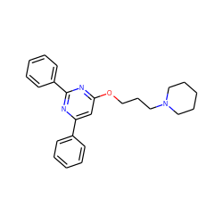 c1ccc(-c2cc(OCCCN3CCCCC3)nc(-c3ccccc3)n2)cc1 ZINC000299826163