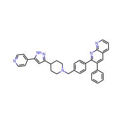 c1ccc(-c2cc3cccnc3nc2-c2ccc(CN3CCC(c4cc(-c5ccncc5)[nH]n4)CC3)cc2)cc1 ZINC000029049369