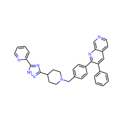 c1ccc(-c2cc3ccncc3nc2-c2ccc(CN3CCC(c4n[nH]c(-c5ccccn5)n4)CC3)cc2)cc1 ZINC000029048929