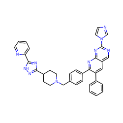 c1ccc(-c2cc3cnc(-n4ccnc4)nc3nc2-c2ccc(CN3CCC(c4n[nH]c(-c5ccccn5)n4)CC3)cc2)cc1 ZINC000044352024