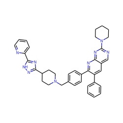 c1ccc(-c2cc3cnc(N4CCCCC4)nc3nc2-c2ccc(CN3CCC(c4n[nH]c(-c5ccccn5)n4)CC3)cc2)cc1 ZINC000044280505