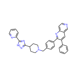 c1ccc(-c2cc3cnccc3nc2-c2ccc(CN3CCC(c4n[nH]c(-c5ccccn5)n4)CC3)cc2)cc1 ZINC000029048926