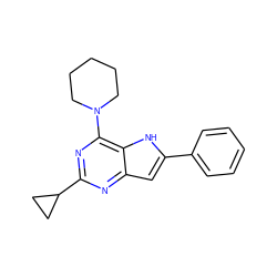 c1ccc(-c2cc3nc(C4CC4)nc(N4CCCCC4)c3[nH]2)cc1 ZINC000100867691