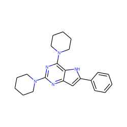 c1ccc(-c2cc3nc(N4CCCCC4)nc(N4CCCCC4)c3[nH]2)cc1 ZINC000013834947