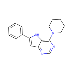 c1ccc(-c2cc3ncnc(N4CCCCC4)c3[nH]2)cc1 ZINC000100867678