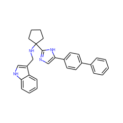 c1ccc(-c2ccc(-c3cnc(C4(NCc5c[nH]c6ccccc56)CCCC4)[nH]3)cc2)cc1 ZINC000473094766