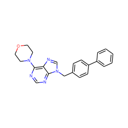 c1ccc(-c2ccc(Cn3cnc4c(N5CCOCC5)ncnc43)cc2)cc1 ZINC001772638384