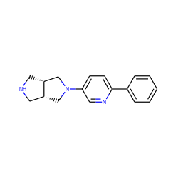 c1ccc(-c2ccc(N3C[C@@H]4CNC[C@@H]4C3)cn2)cc1 ZINC000040974644