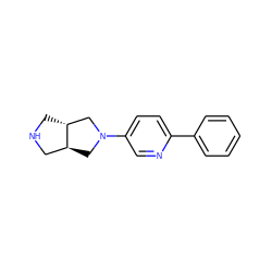 c1ccc(-c2ccc(N3C[C@H]4CNC[C@@H]4C3)cn2)cc1 ZINC000040974642