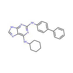 c1ccc(-c2ccc(Nc3nc(NC4CCCCC4)c4nc[nH]c4n3)cc2)cc1 ZINC000013648465