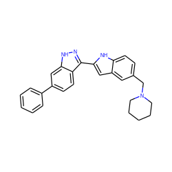 c1ccc(-c2ccc3c(-c4cc5cc(CN6CCCCC6)ccc5[nH]4)n[nH]c3c2)cc1 ZINC000014949268