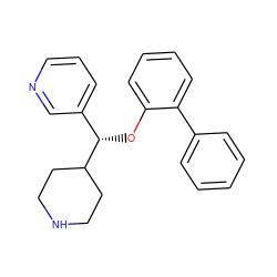 c1ccc(-c2ccccc2O[C@@H](c2cccnc2)C2CCNCC2)cc1 ZINC000043079973